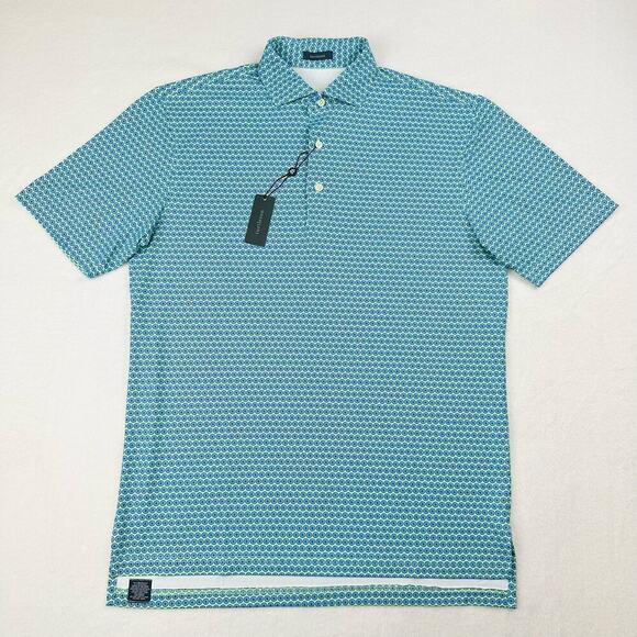 Turtleson Men’s Medium Green Blue Fruit Slice Performance Golf Polo Shirt - Picture 14 of 14